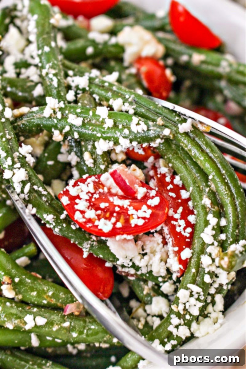 Serving Marinated Green Beans and Tomatoes