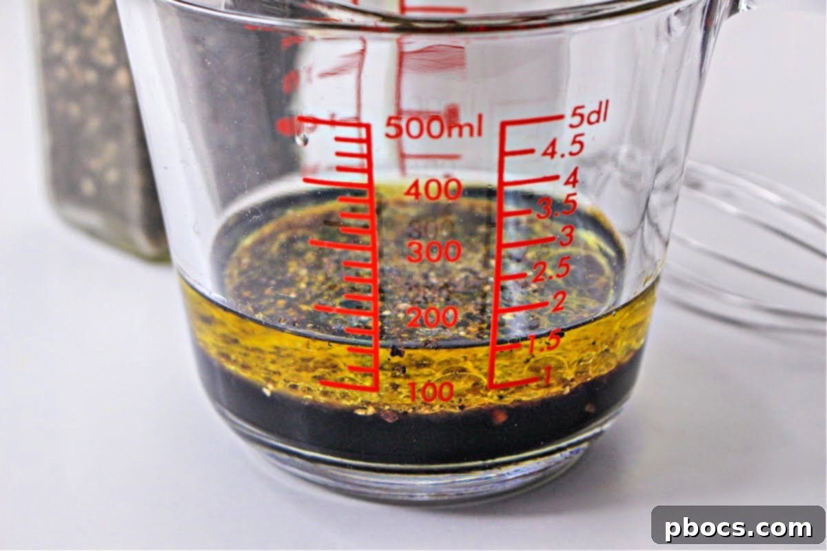 Making the balsamic vinegar dressing for green beans