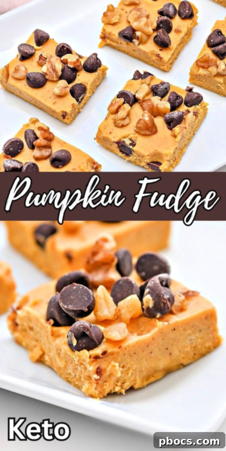 Keto Pumpkin Fudge pin image for social sharing