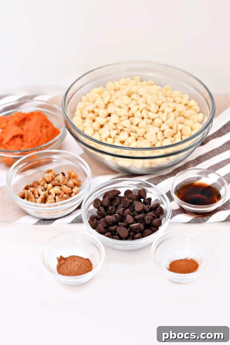 Keto Pumpkin Fudge Ingredients laid out beautifully