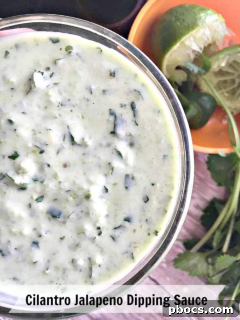 Creamy, vibrant green Cilantro Jalapeño Sauce blended smooth in a food processor.