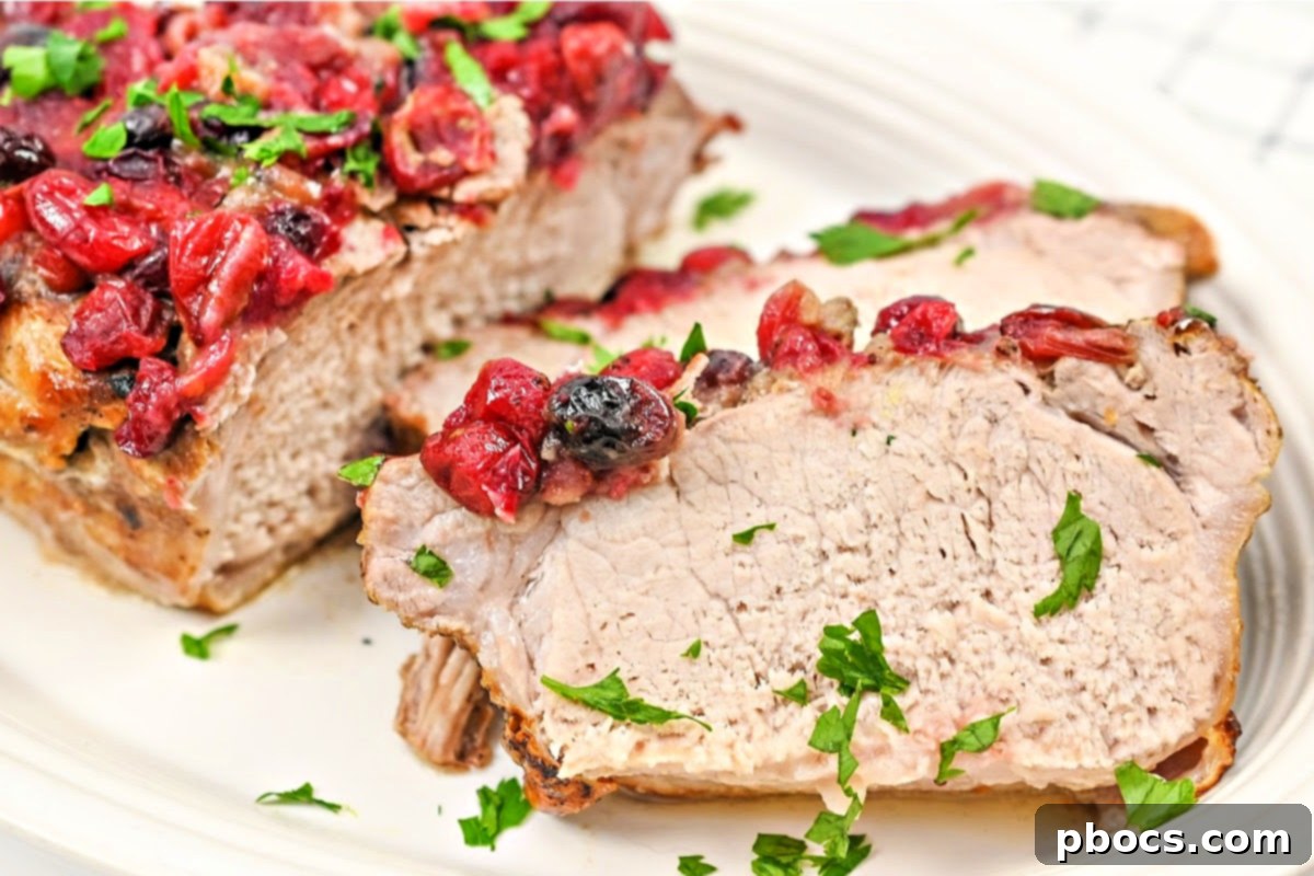 Leftover Keto Crockpot Cranberry Pork Loin Roast stored in an airtight container for meal prep.