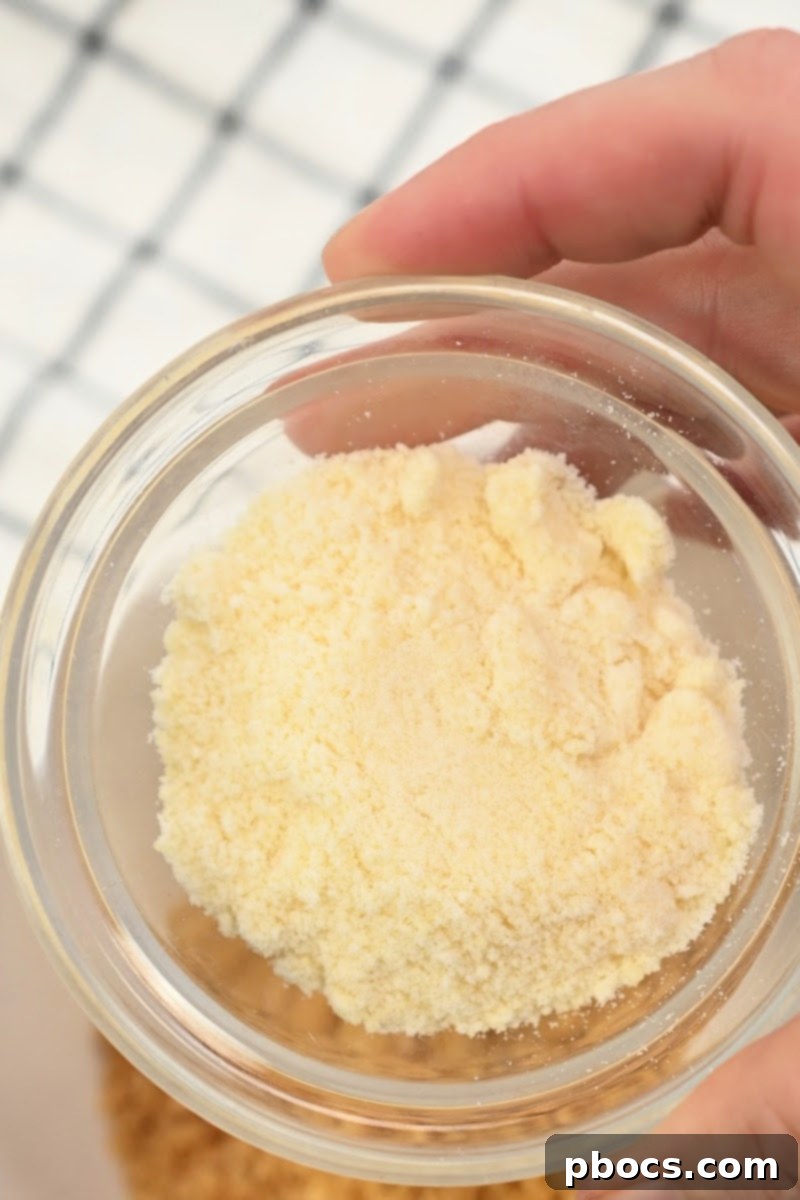 Shredded Parmesan cheese for the topping