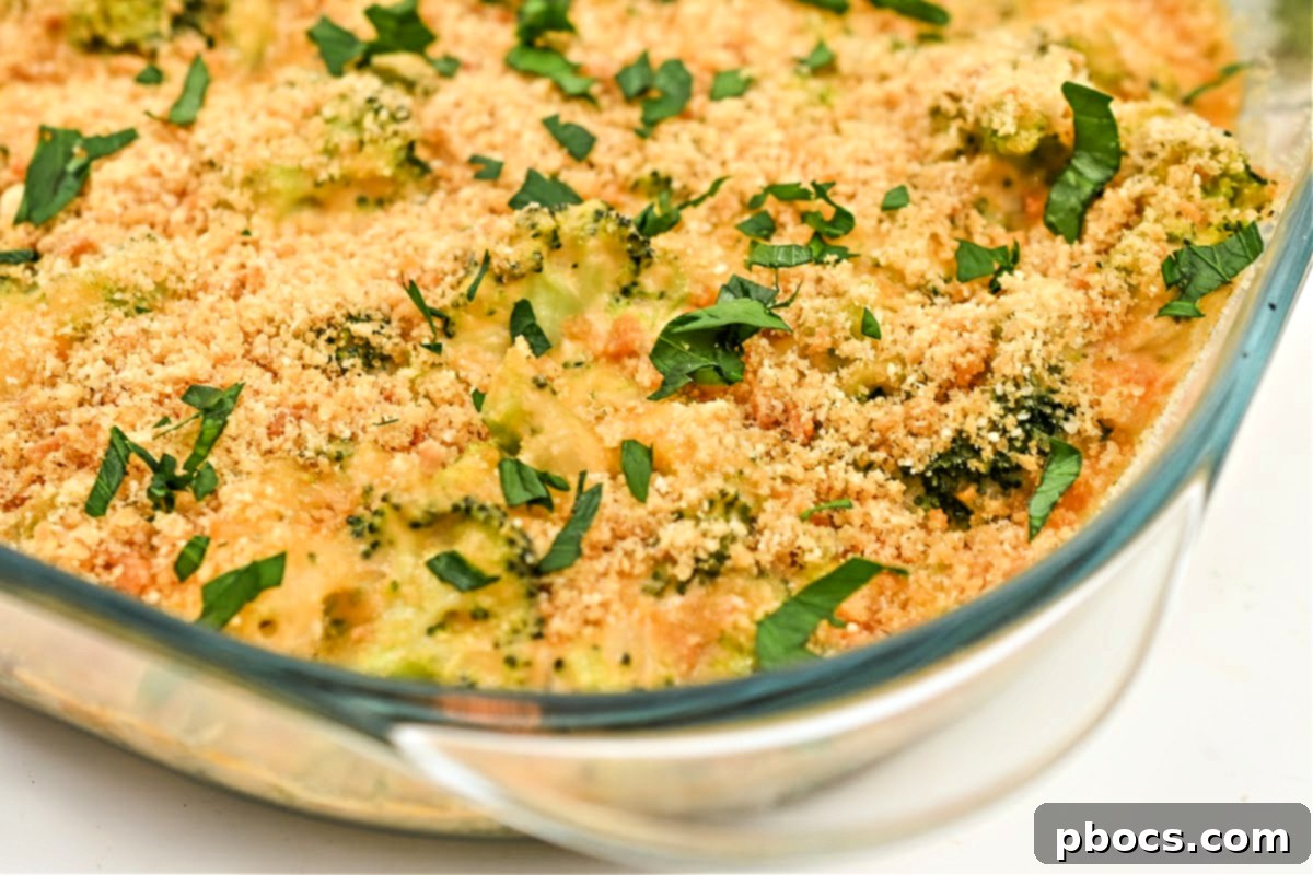 A serving of keto broccoli mac and cheese on a plate