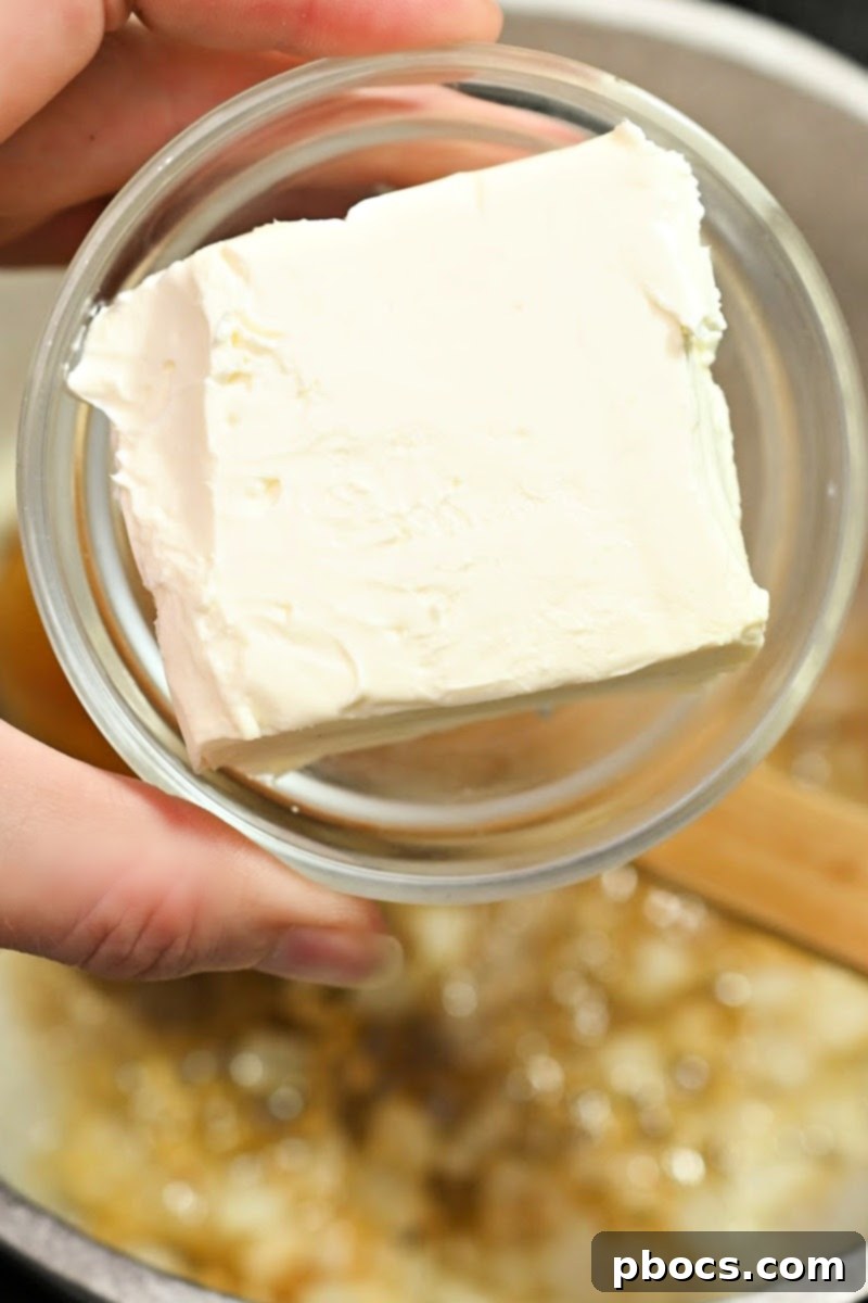 Softened cream cheese for the sauce