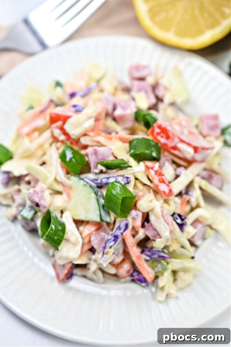 Creamy Low Carb Ham and Cabbage Salad