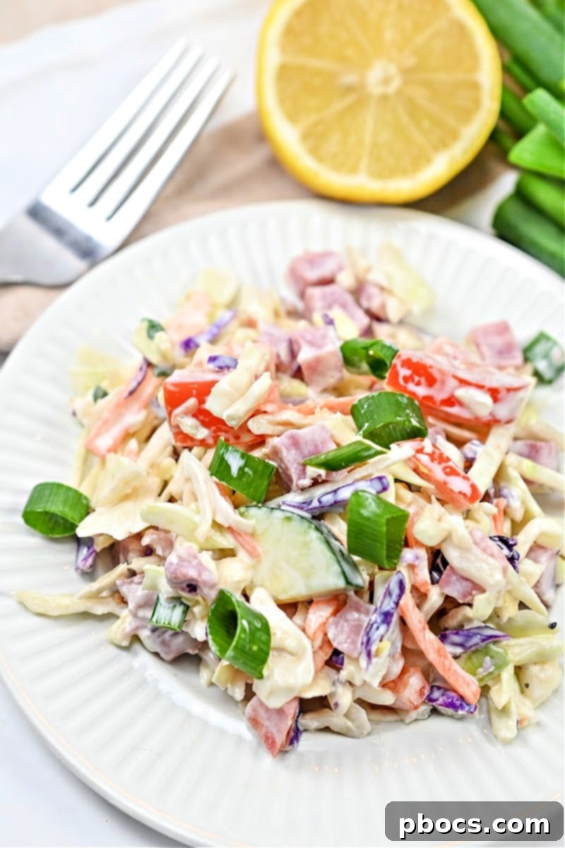 Creamy Low Carb Ham and Cabbage Salad