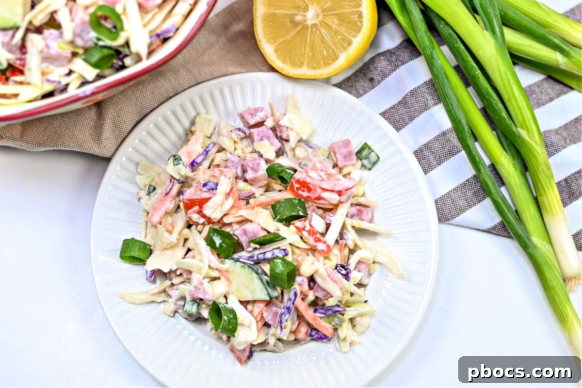 Creamy Low Carb Ham and Cabbage Salad
