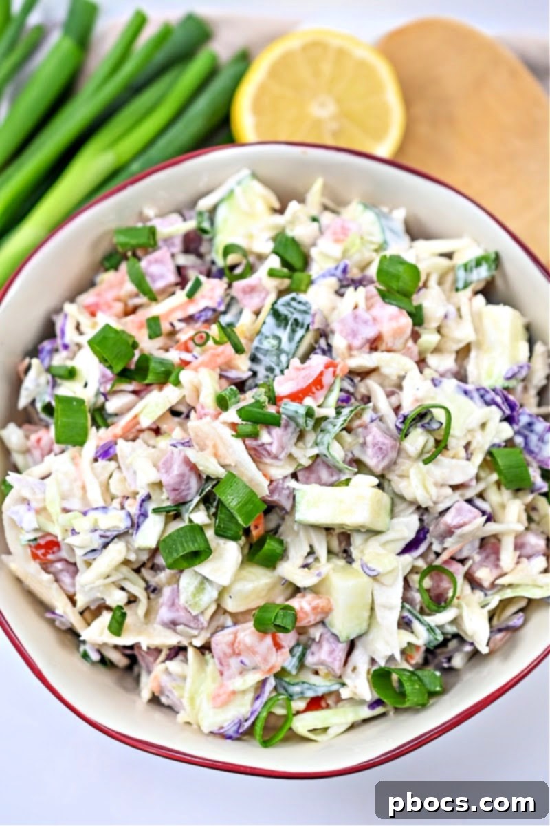 Creamy Low Carb Ham and Cabbage Salad