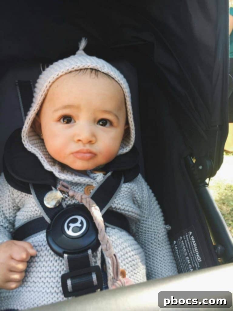 Close-up of Olivia's rosy cheeks while enjoying the pumpkin patch