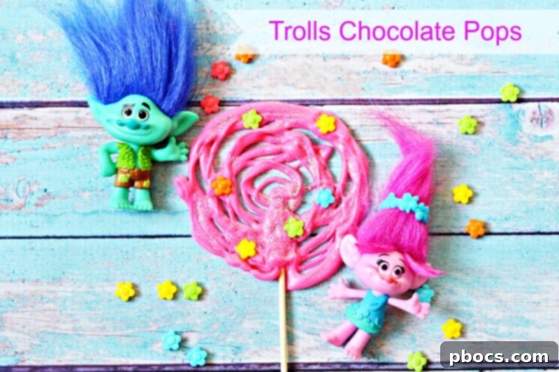 Trolls Chocolate Pops Recipe Step Delicious and colorful Trolls Chocolate Pops ready for a party