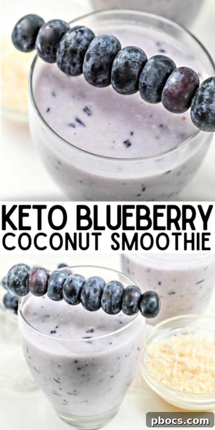 Keto Blueberry Coconut Smoothie Pin Graphic