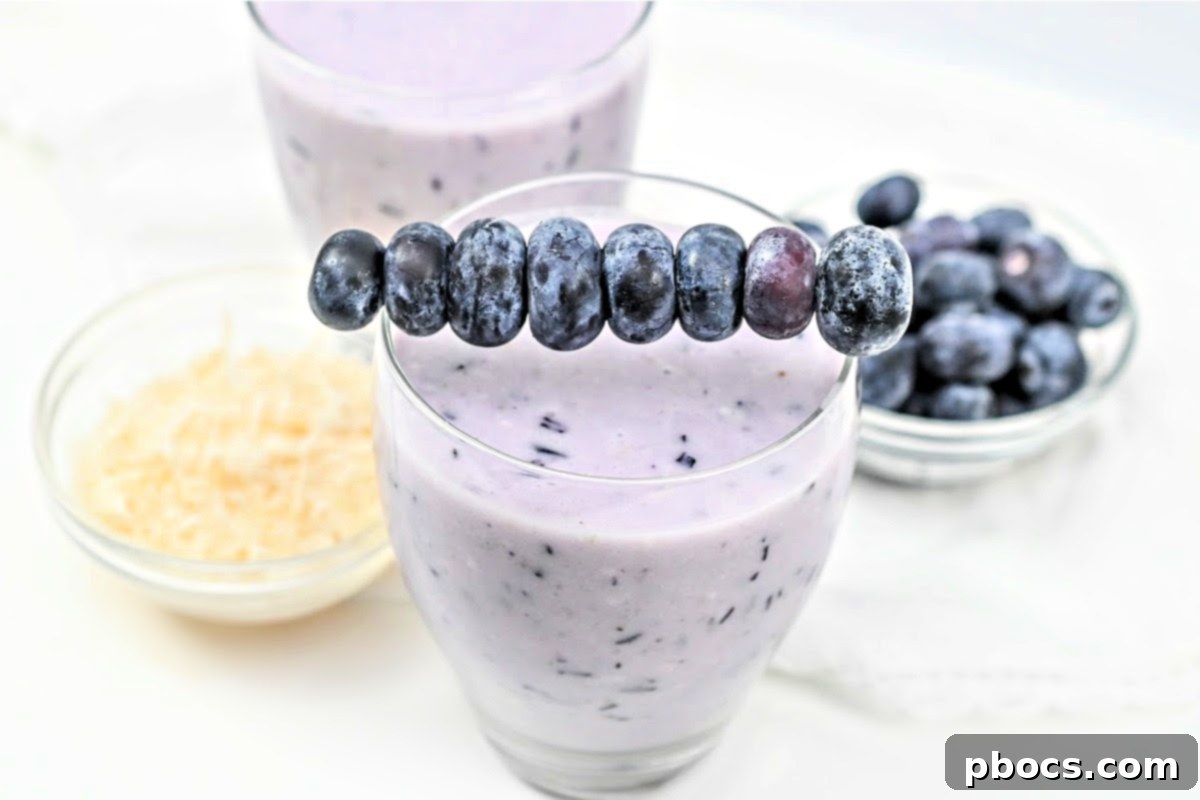 Keto Blueberry Coconut Smoothie - Ingredients and Texture