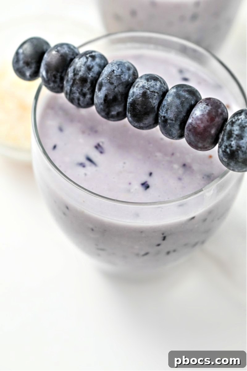 Keto Blueberry Coconut Smoothie paired with other keto breakfast items