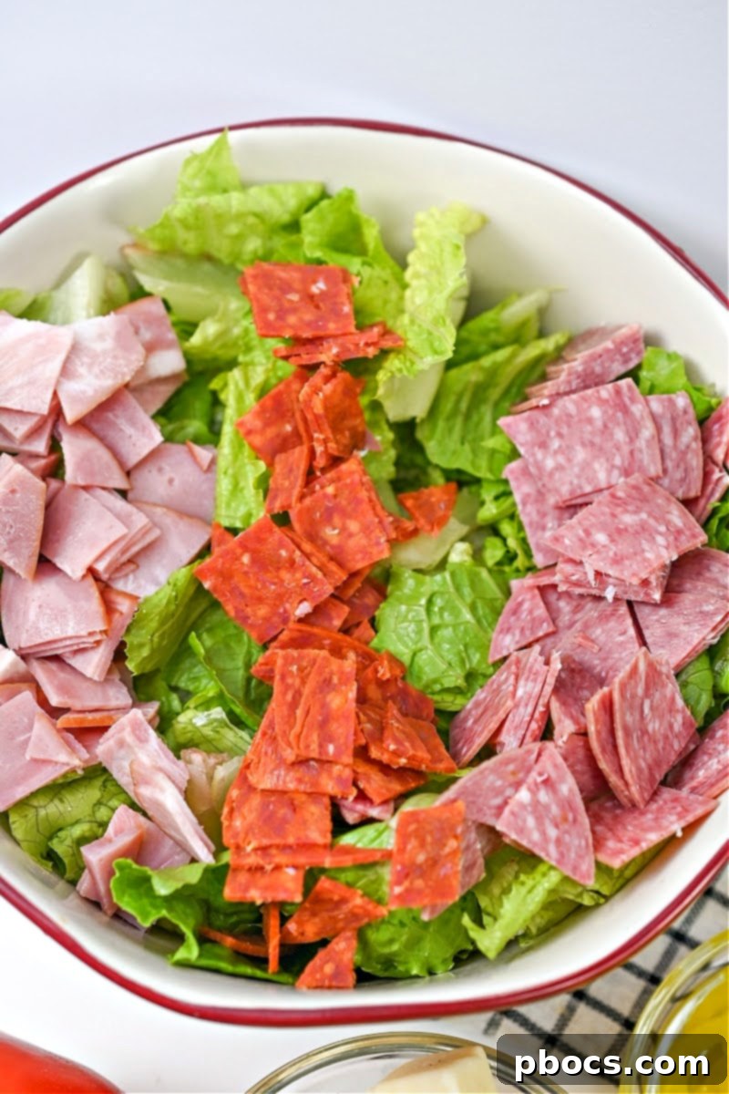 Three types of meat on the salad