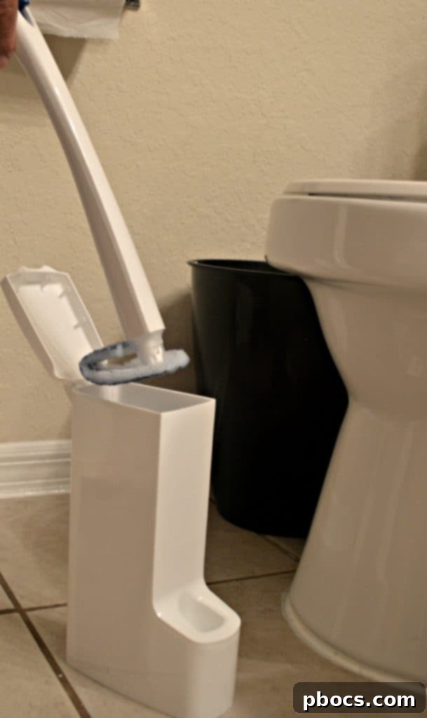 Scotch-Brite Disposable Toilet Scrubber shown in a clean bathroom setting