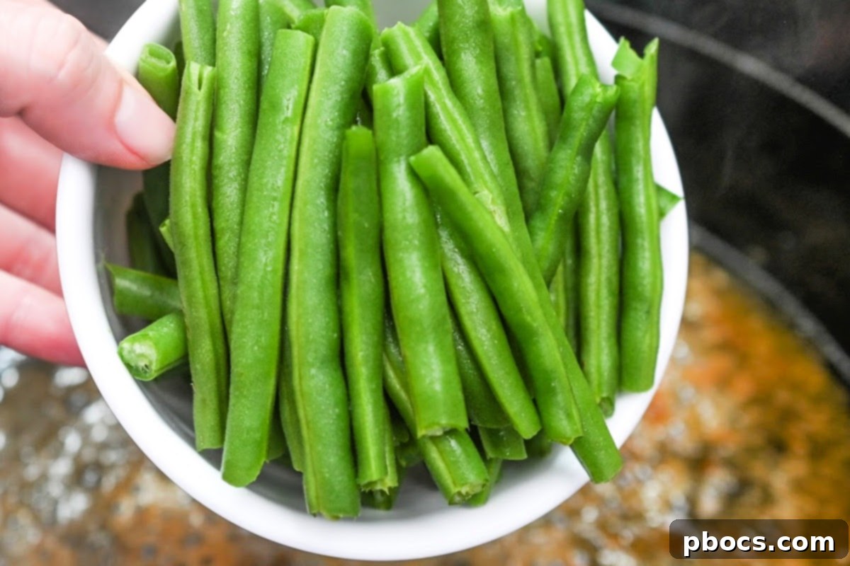 Keto Honey Garlic Chicken with Green Beans 4 Fresh, vibrant green beans ready for cooking, highlighting their natural appeal.