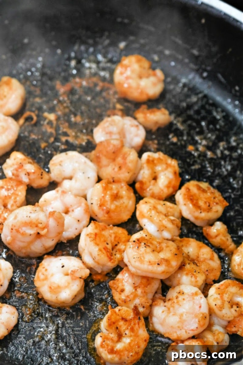 Sautéing shrimp in the same skillet after chicken