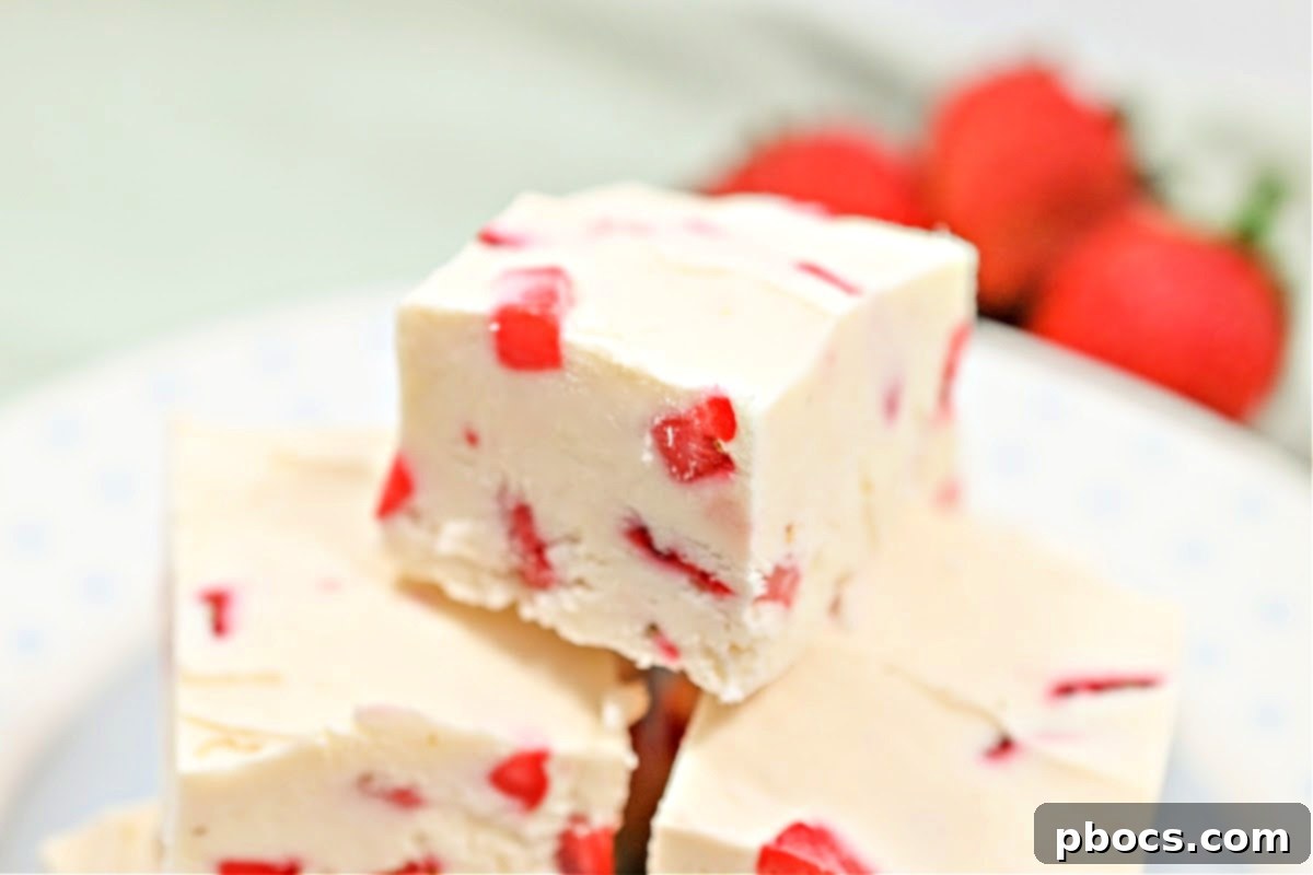 Decadent Keto Strawberry Fudge 13 Sliced Keto Strawberry Cream Fudge ready to serve from a loaf pan