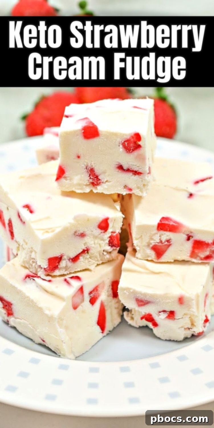 Decadent Keto Strawberry Fudge 14 Pin this Keto Strawberry Cream Fudge recipe for later to your favorite dessert boards