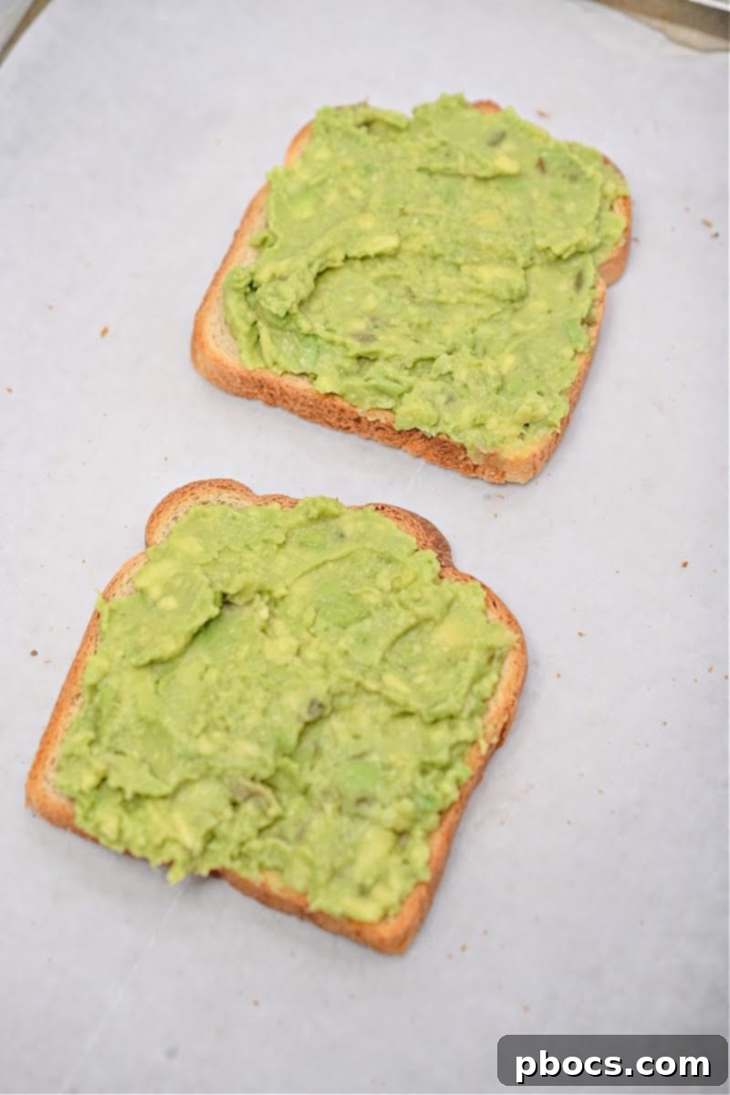 Savory Keto Cottage Cheese Toast 10 Adding avocado to the toast