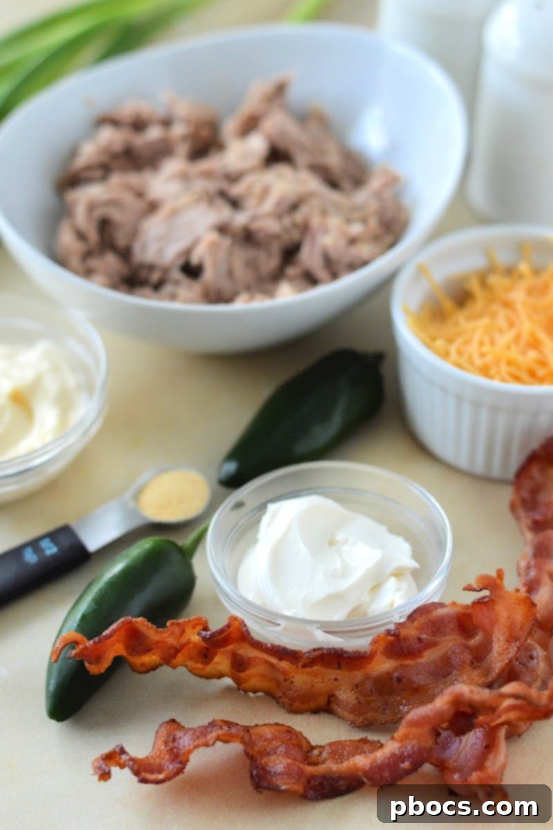 All ingredients for Keto Jalapeno Popper Tuna Salad laid out before mixing