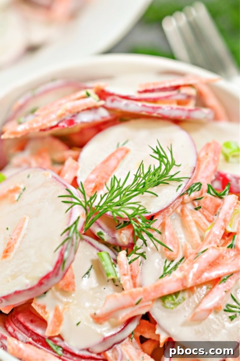 Refreshing Keto Carrot Radish Slaw 2 Delicious and Refreshing Low Carb Keto Carrot and Radish Salad with Creamy Dressing