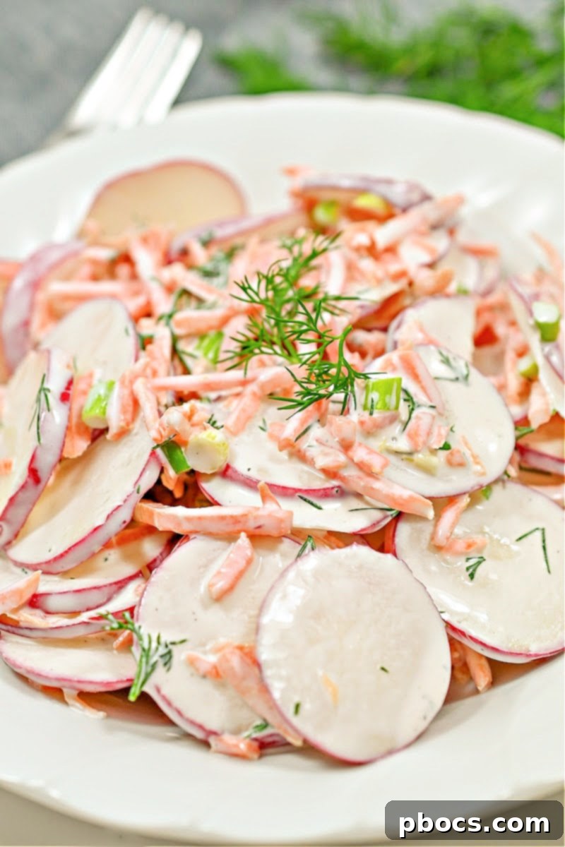 Refreshing Keto Carrot Radish Slaw 8 Keto Carrot and Radish Salad in an Airtight Container for Storage