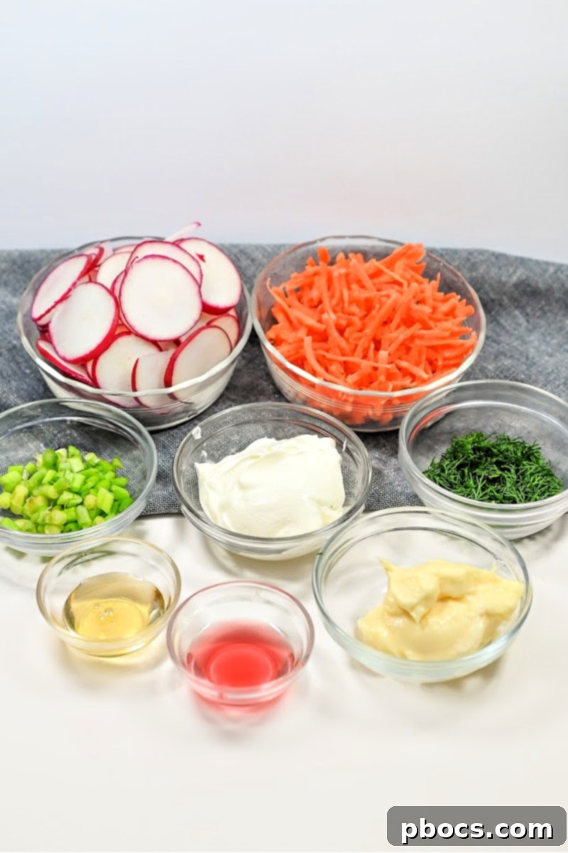 Refreshing Keto Carrot Radish Slaw 9 All Ingredients for Keto Carrot and Radish Salad