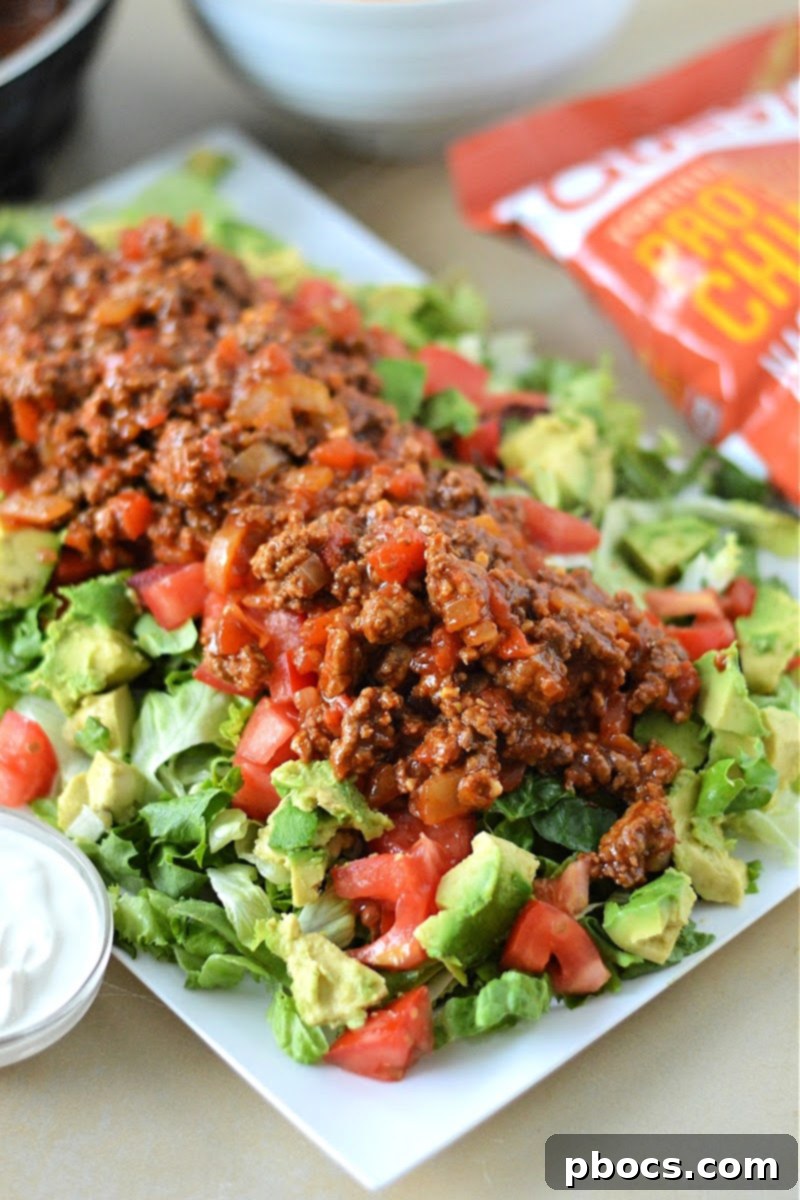 Low Carb Ground Beef Chili Salad