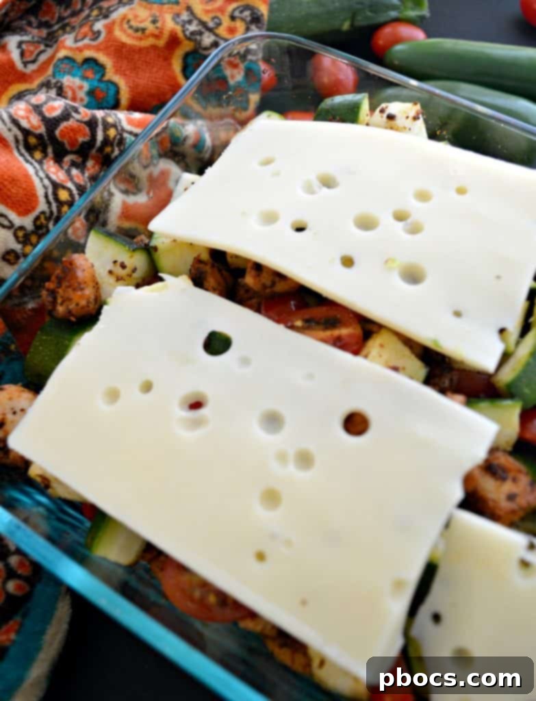 Jalapeño & Chicken Zucchini Casserole Jalapeño & Chicken Zucchini Casserole - Topped with generous amounts of cheese.