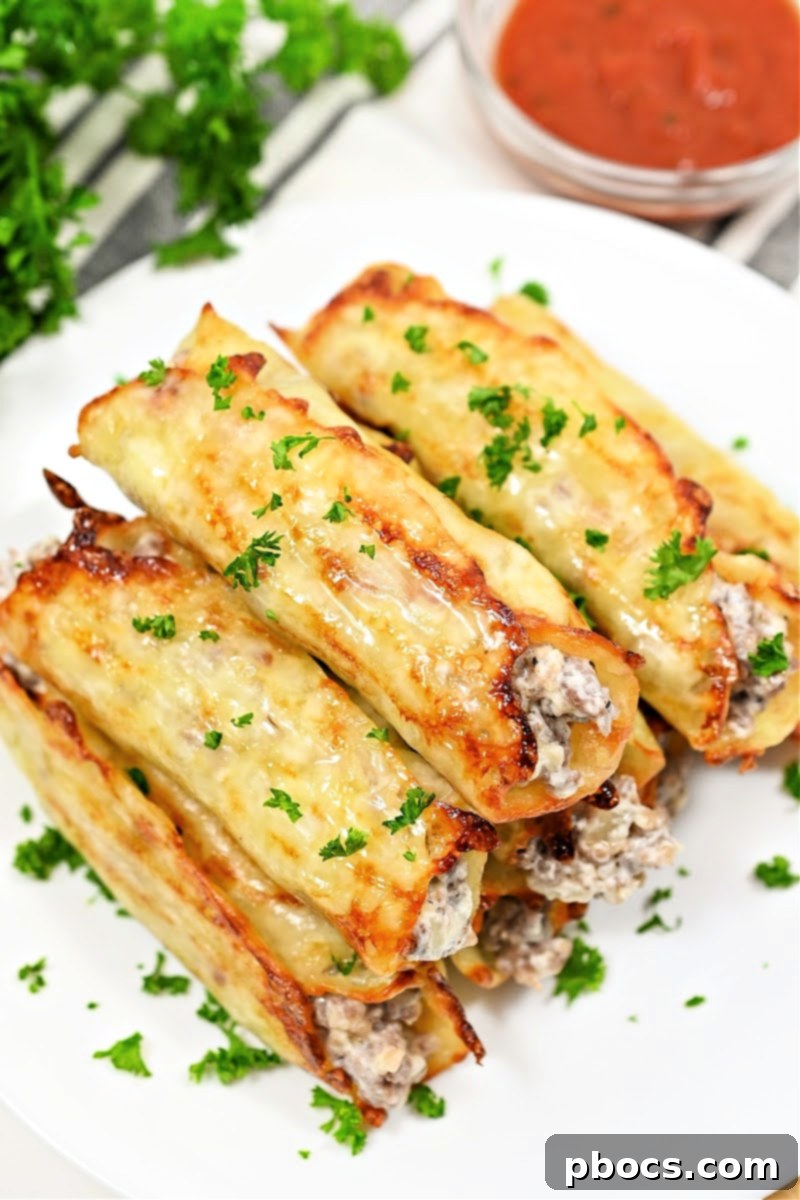 Keto Sausage Lasagna Pinwheels 3 Close-up of freshly made Keto Sausage Lasagna Rollups