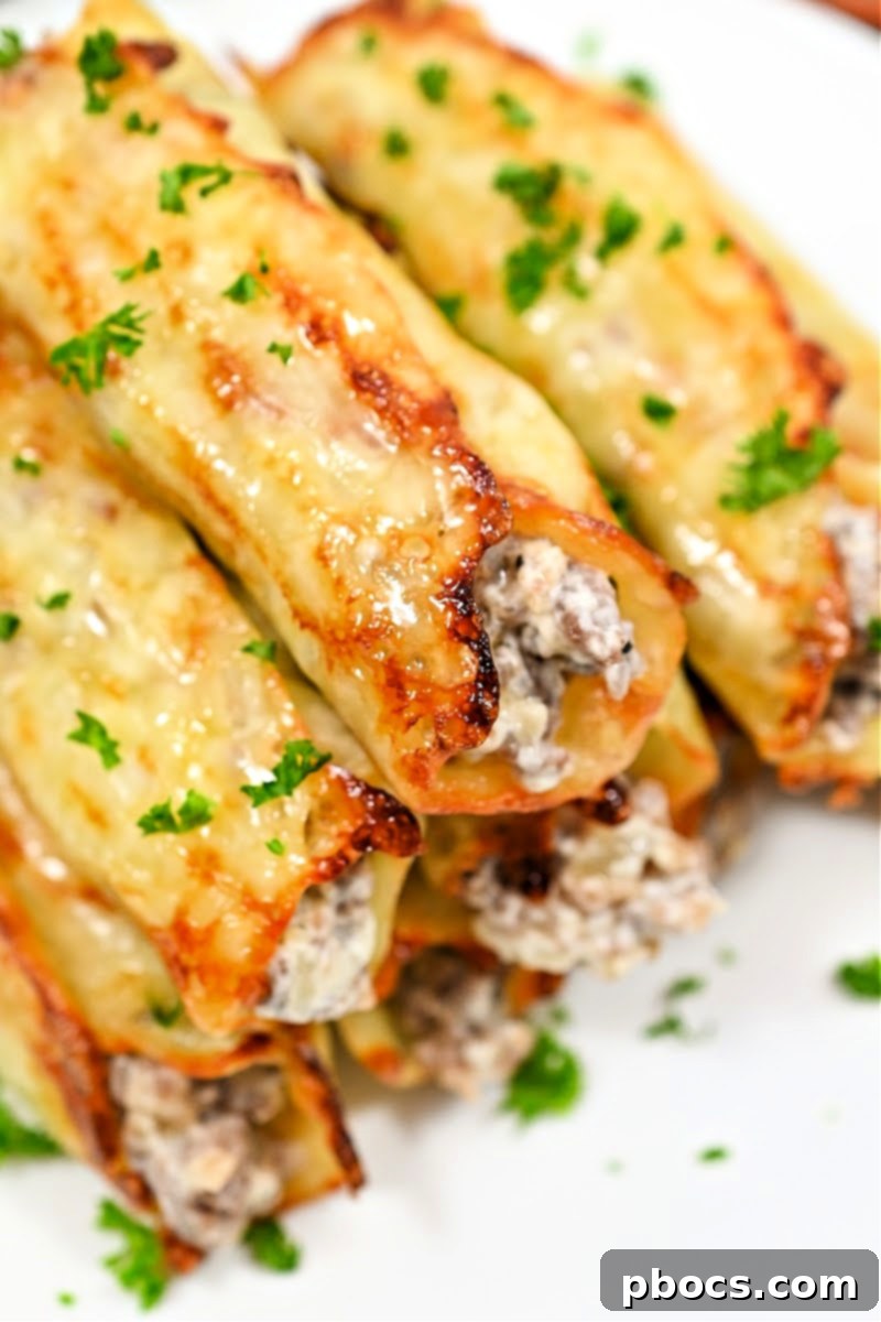 Keto Sausage Lasagna Pinwheels 4 A plate of two Keto Sausage Lasagna Rollups with fresh basil