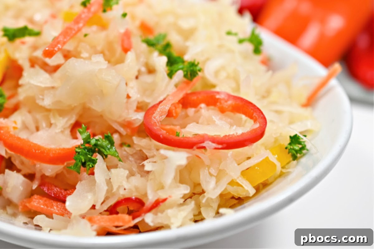 Low Carb Sauerkraut Salad with Veggies ready to serve