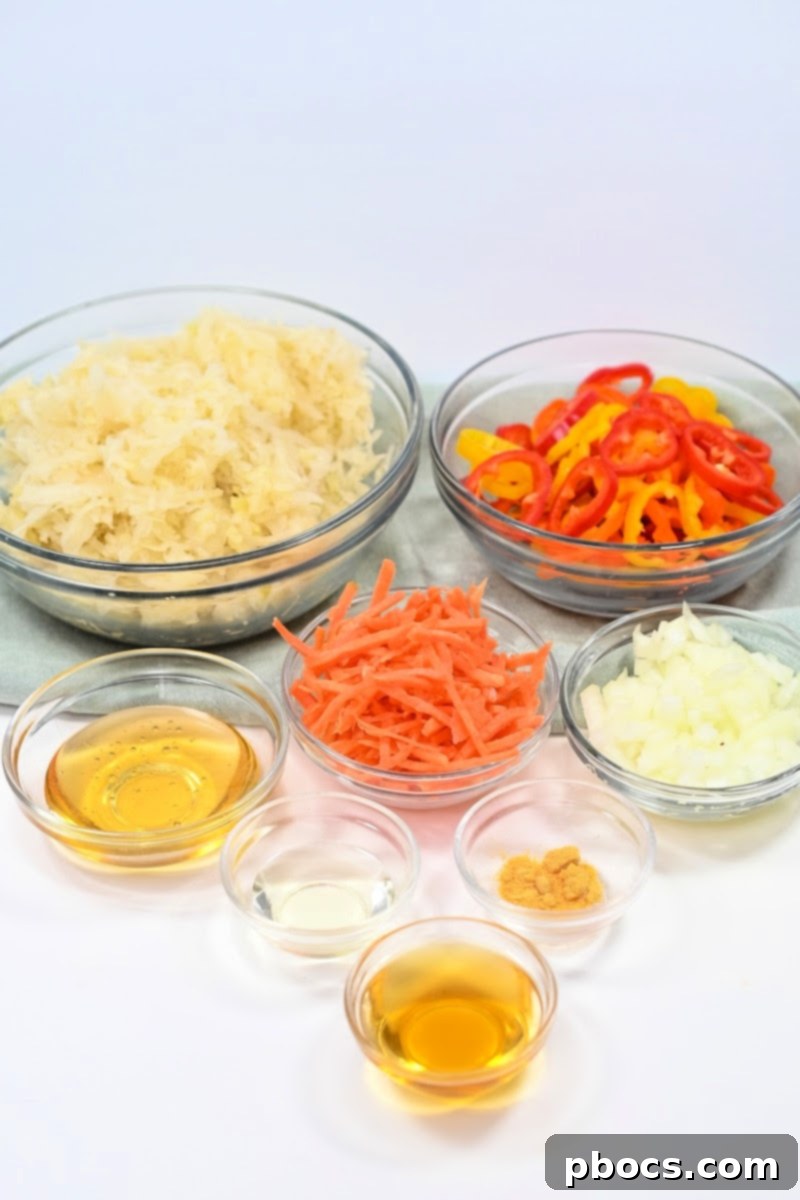 Ingredients for Low Carb Sauerkraut Salad with Veggies