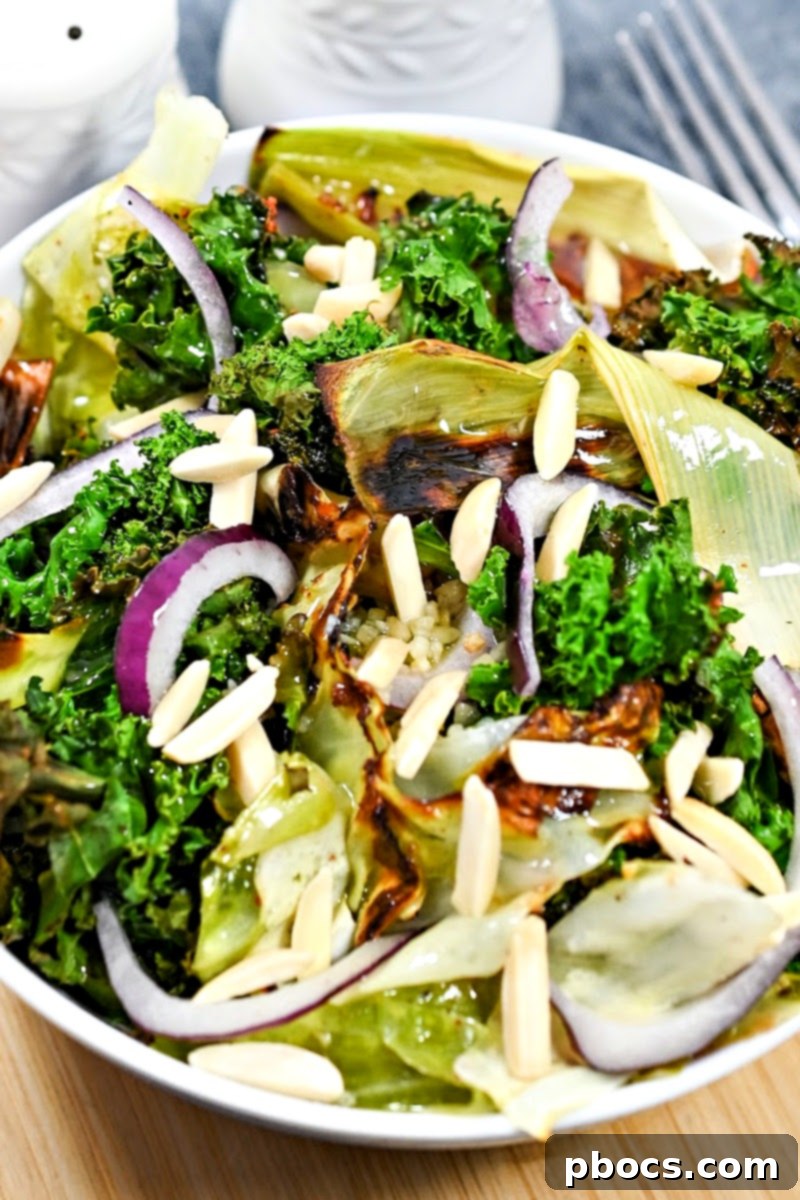 Baked Cabbage, Kale, and Leeks in a bowl