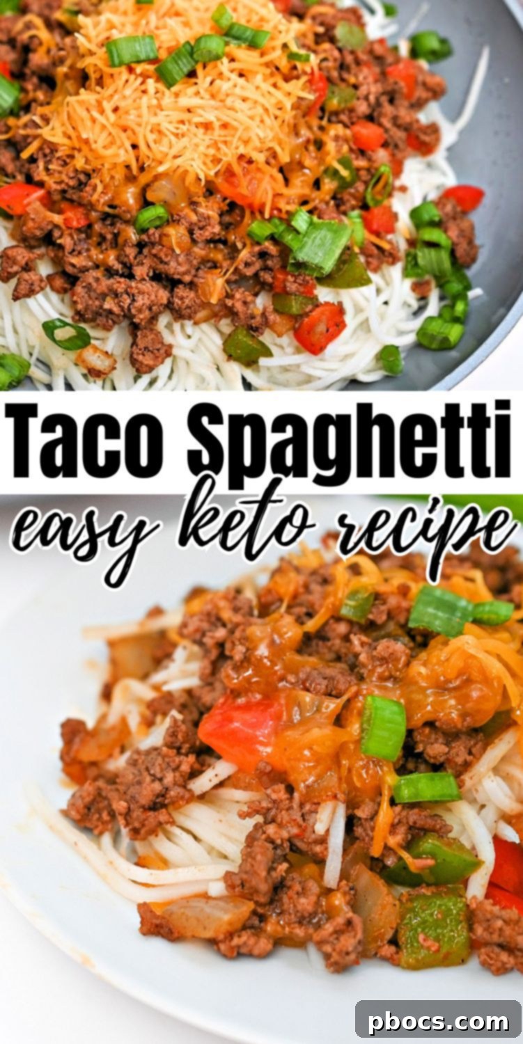 Keto Taco Spaghetti Pinterest pin graphic