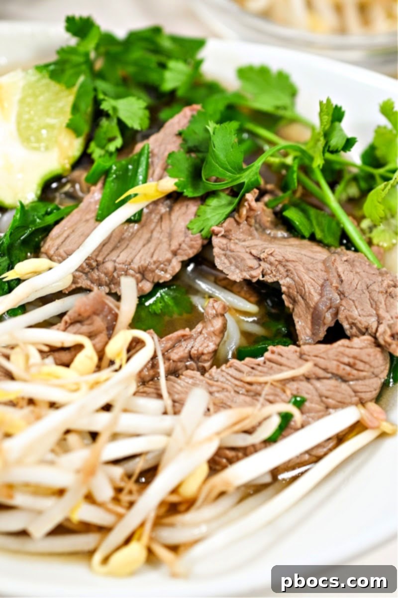 Keto Beef Pho, a flavorful low-carb Vietnamese soup with tender beef and aromatic spices
