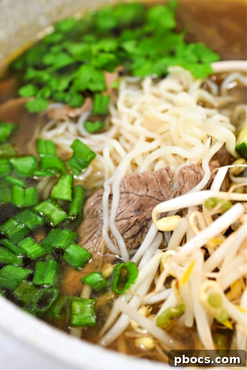 A delicious bowl of Keto Beef Pho, ready to be enjoyed