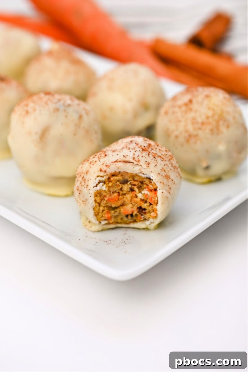 Low-Carb White Chocolate Carrot Cake Balls, perfect for a keto dessert
