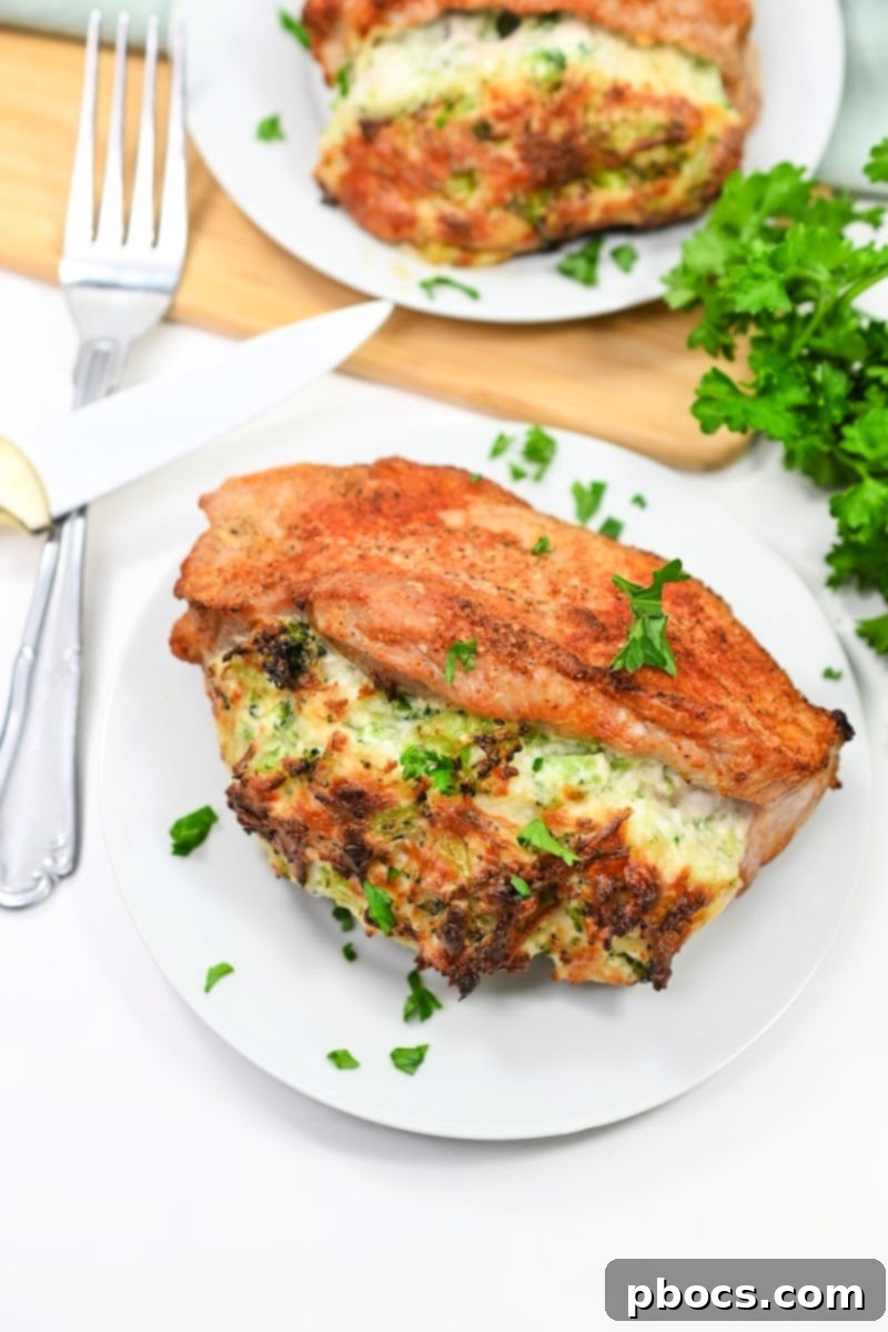 Keto Stuffed Pork Chops with Cheesy Broccoli 4 Broccoli Cheese Filling Mixture