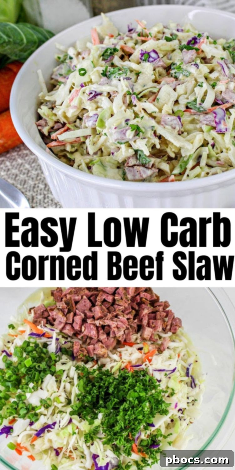 Pin for later: Low Carb Corned Beef Slaw recipe
