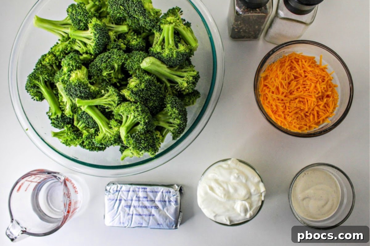Low Carb Cheesy Ranch Broccoli Casserole Ingredients