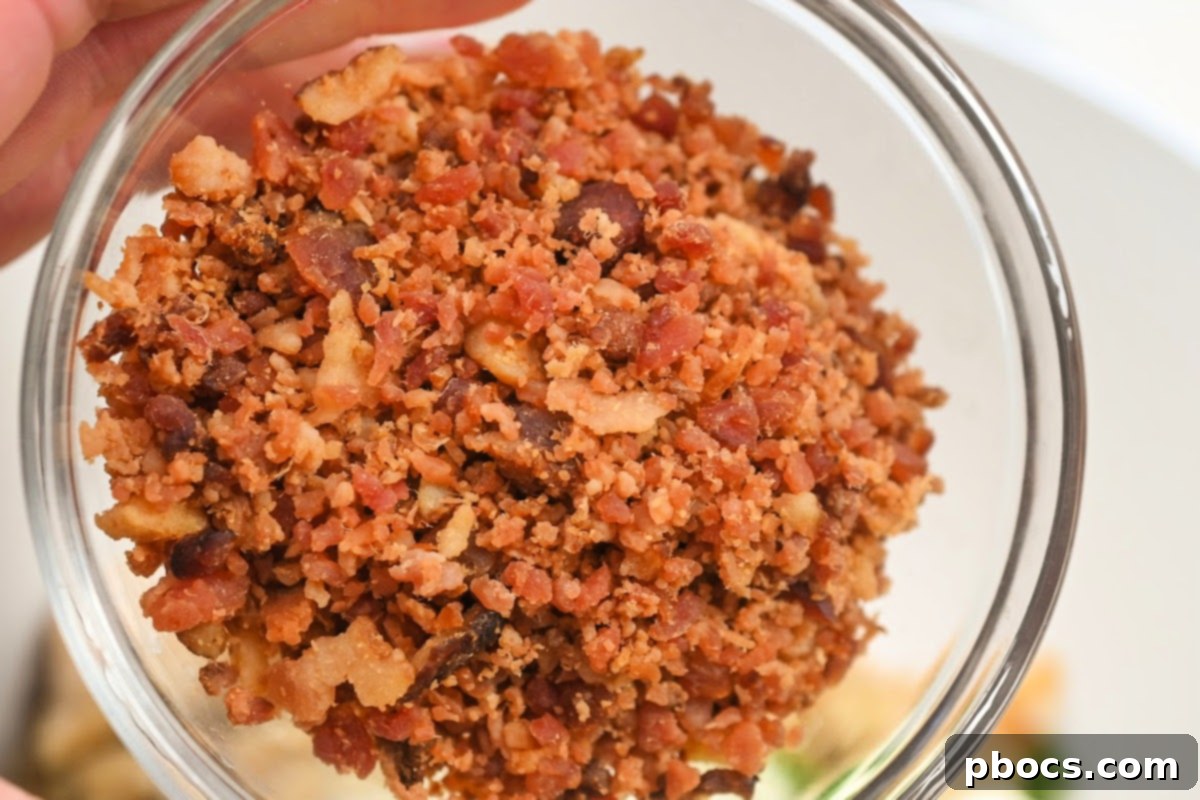 Crispy bacon pieces, a key ingredient in crack chicken