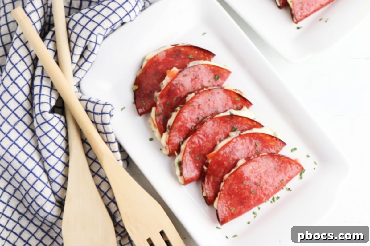 Keto Salami Tacos with creamy filling