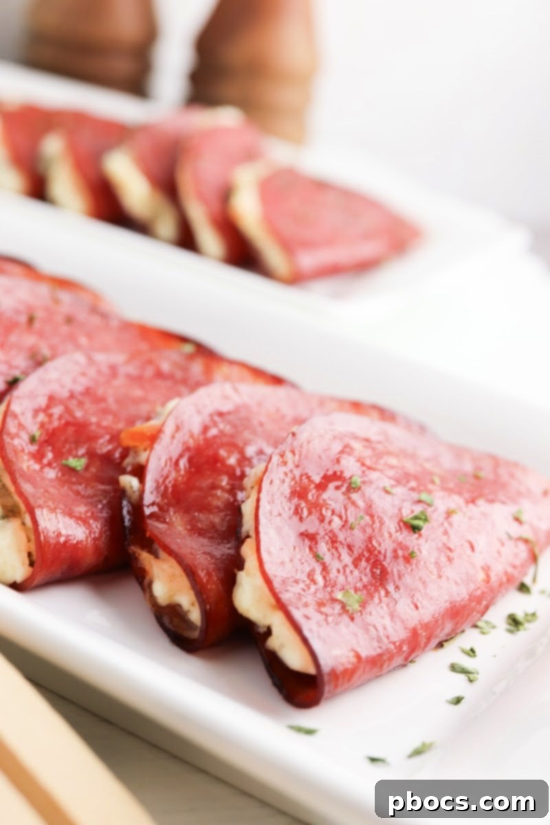 Keto Salami Tacos with cream cheese and veggie filling