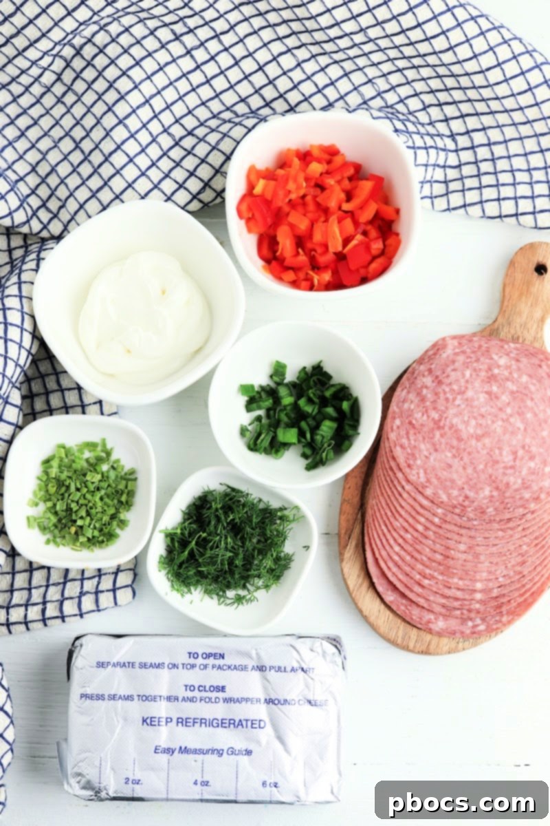 Ingredients laid out for Keto Salami Tacos