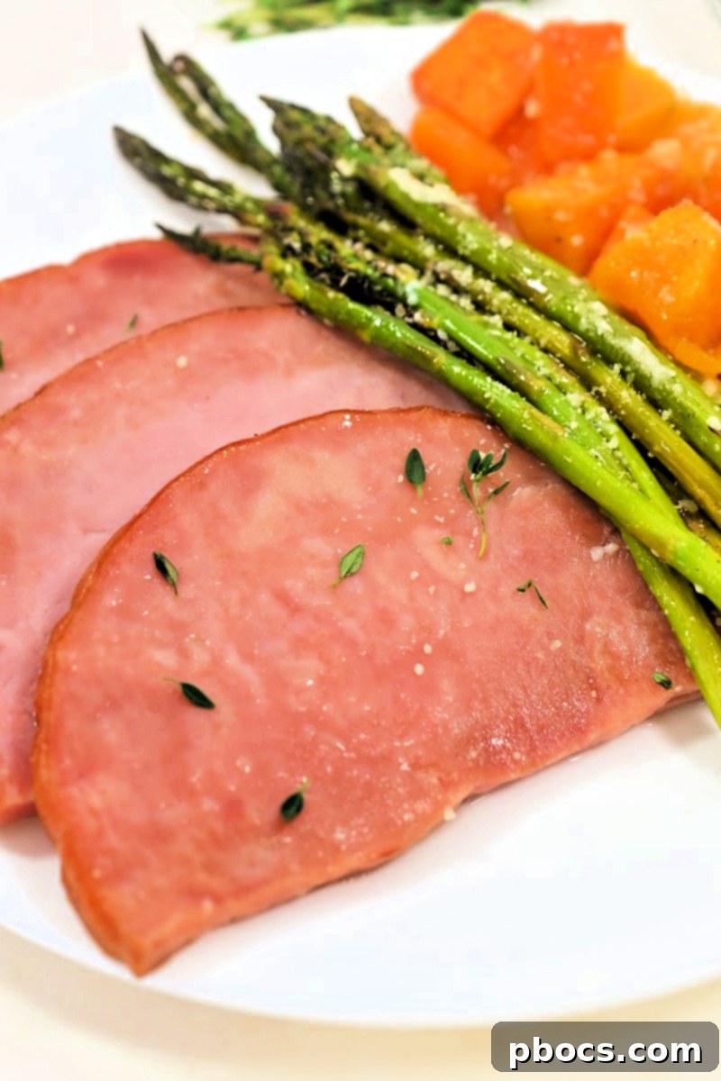 Low Carb Sheet Pan Ham Dinner with herbs and garlic