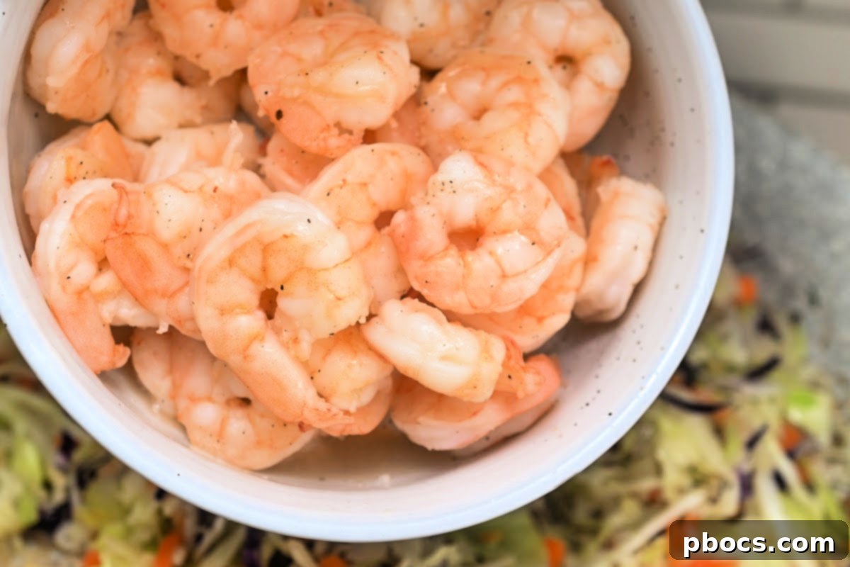 Deconstructed Keto Shrimp Egg Roll 5 Fresh Shrimp, ready for cooking