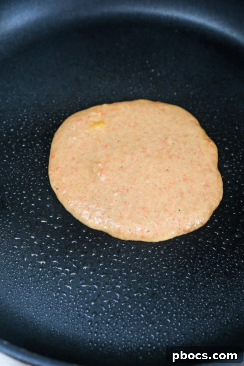 Frying a pancake in a skillet